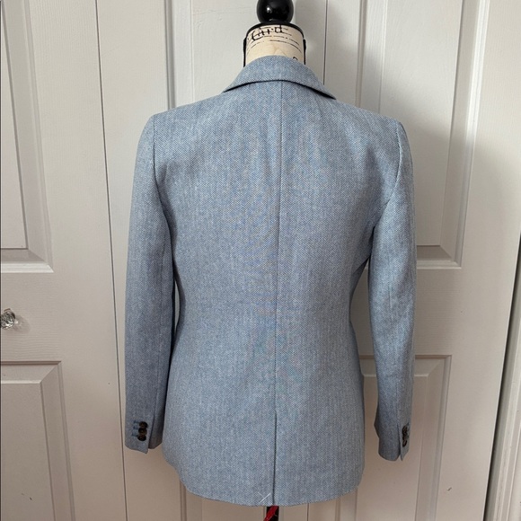 New J. Crew Herringbone one button blue blazer sz 6 - Picture 7 of 14